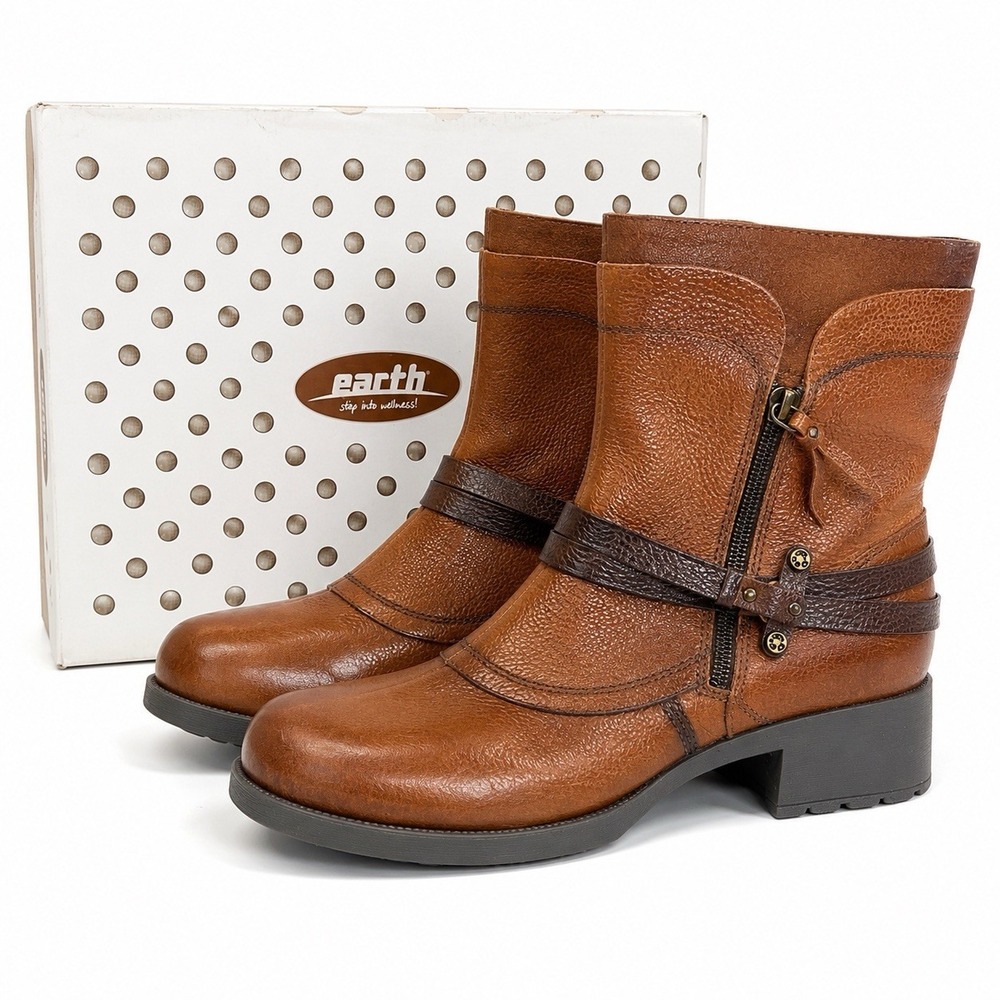 Earth Avani Buckeye Women's Almond Leather Ankle Boots Booties Size 11 M NIB
